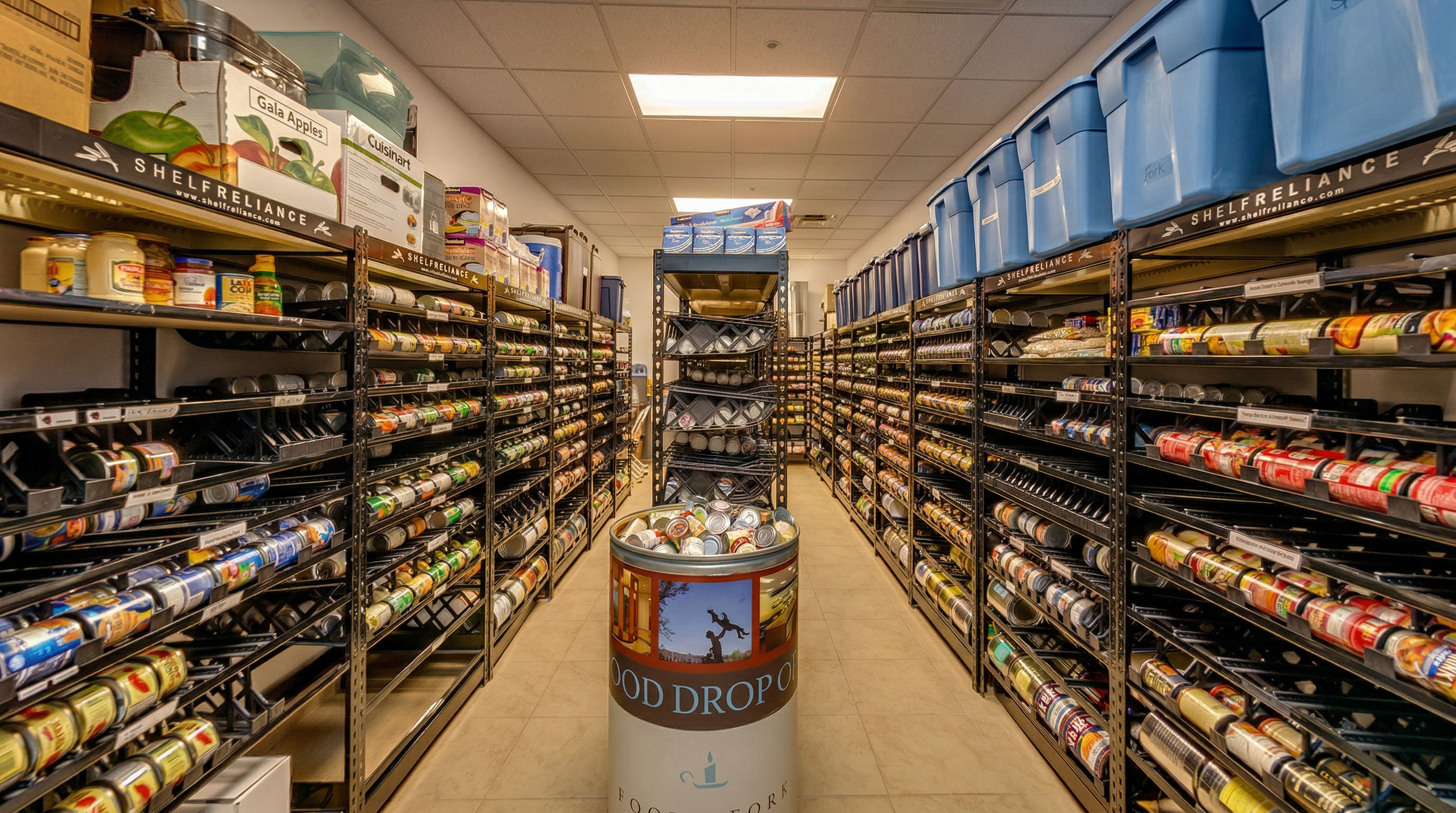 Donation drop-off area at Food & Care Coalition