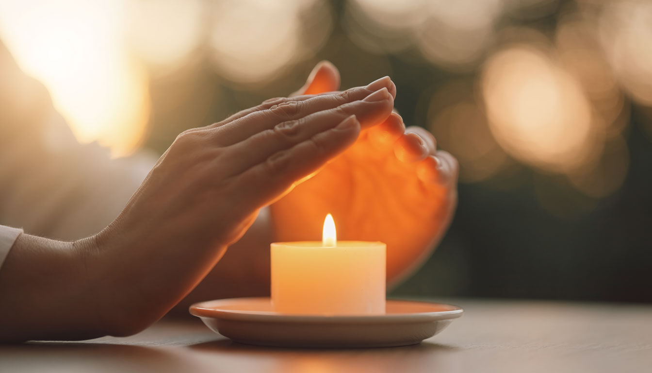 Warm candle flame representing hope and Food & Care Coalition's guiding mission